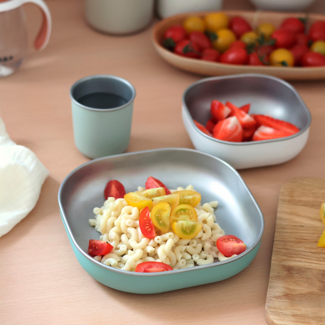 Детская посуда и аксессуары - Набор посуды Beaba металлический оливковый (913583)#4