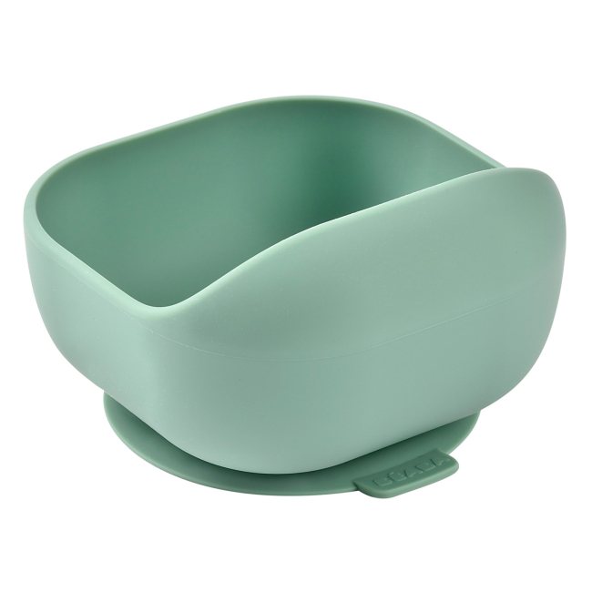 Детская посуда и аксессуары - Миска Beaba силиконовая на присоске с бортиком оливковая (913613)#2