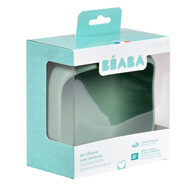 Детская посуда и аксессуары - Миска Beaba силиконовая на присоске с бортиком оливковая (913613)#3