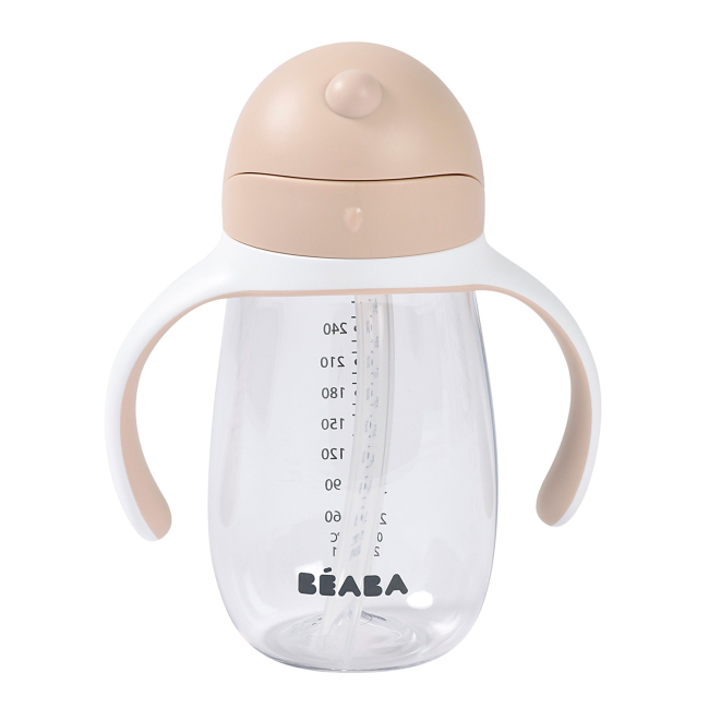Детская посуда и аксессуары - Поильник Beaba с трубочкой-непроливайкой бежевый (913632)#2