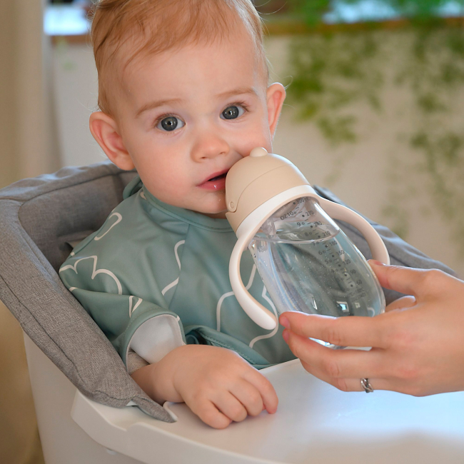 Детская посуда и аксессуары - Поильник Beaba с трубочкой-непроливайкой бежевый (913632)#3