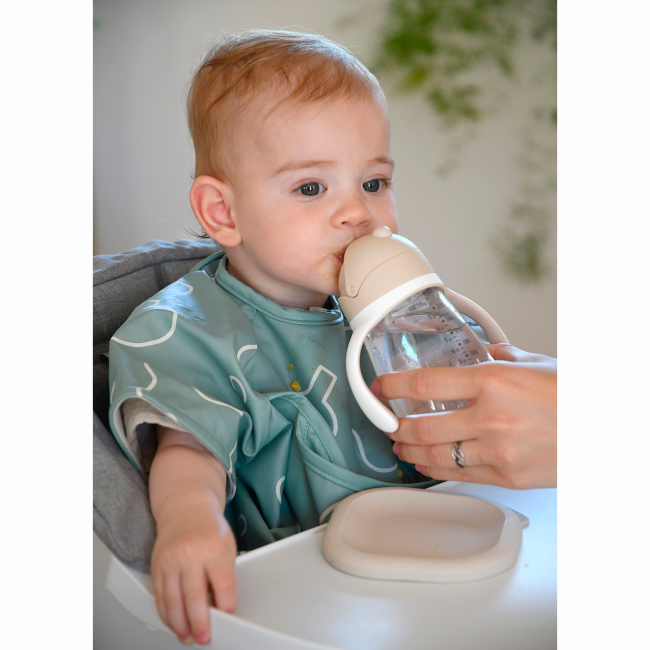 Детская посуда и аксессуары - Поильник Beaba с трубочкой-непроливайкой бежевый (913632)#4