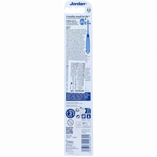Уходовая косметика для малышей - Зубная щетка Jordan Step 3 6-9 лет Soft с колпачком для путешествий в ассортименте (7038516220301)#6