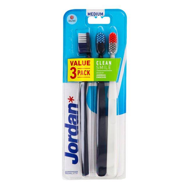 Косметика - Набор зубных щеток Jordan Clean Smile Medium 3 шт в ассортименте (7046110071021)#2