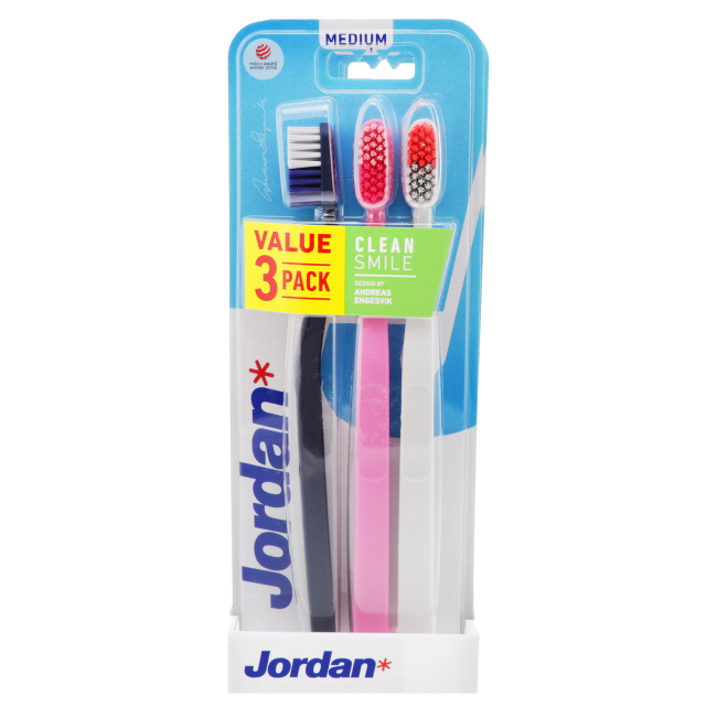 Косметика - Набор зубных щеток Jordan Clean Smile Medium 3 шт в ассортименте (7046110071021)#4