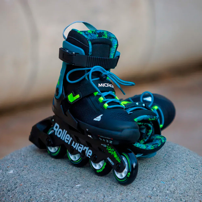 Ролики дитячі - Роликові ковзани Rollerblade Microblade XT чорно-бензиновий зелений розмір 28-32 (8059791073177)#7