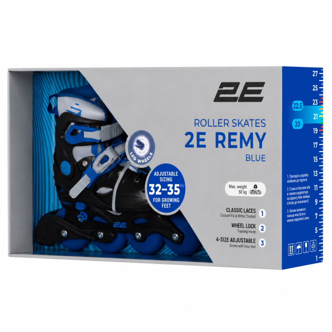 Ролики детские - Роликовые коньки 2E Remy синие размер 32-35 (LSW-HP32-BLUE)#8