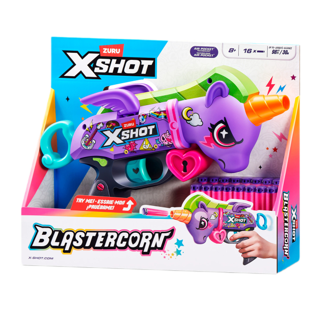 Помпова зброя - Швидкострільний бластер X-Shot Purple Blastercorn (36882R)#5