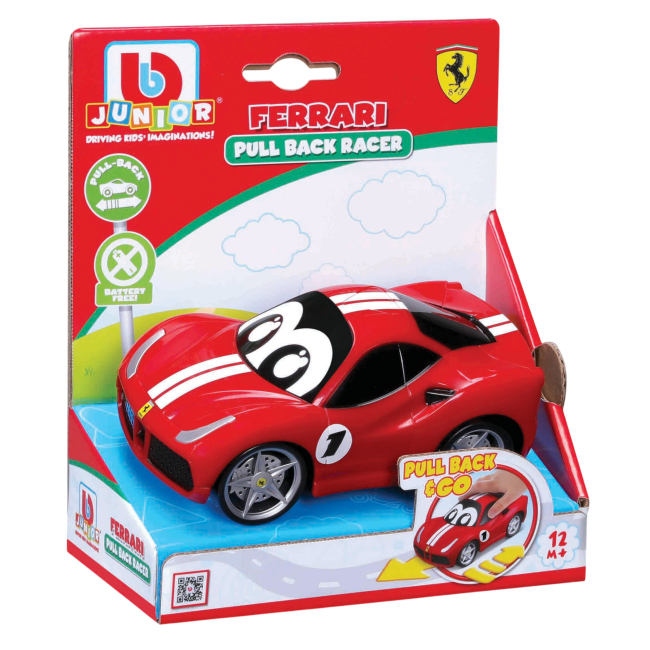 Машинки для малюків - Машинка Bb Junior Pullback Racer Ferrari 488 GTB (16-85009)#2