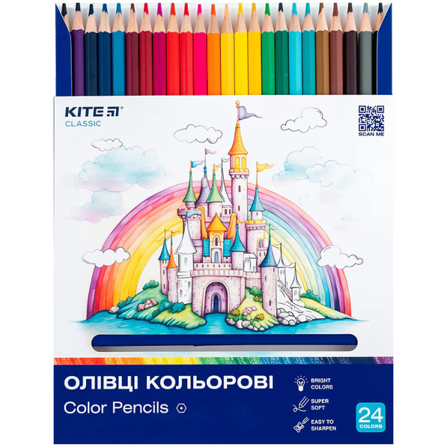 Канцтовары - Набор цветных карандашей Kite Classic 24 шт (K-055)#2