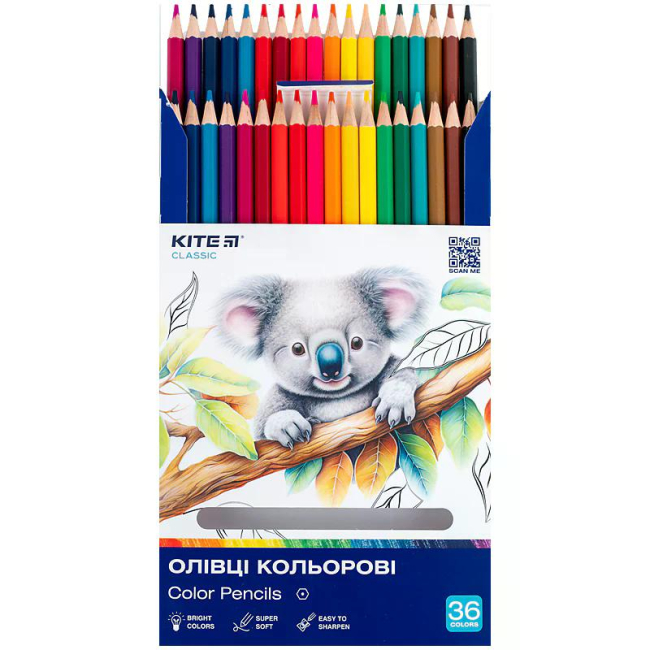 Канцелярські товари - Олівці кольорові Kite Classic 36 шт (K-057)#2