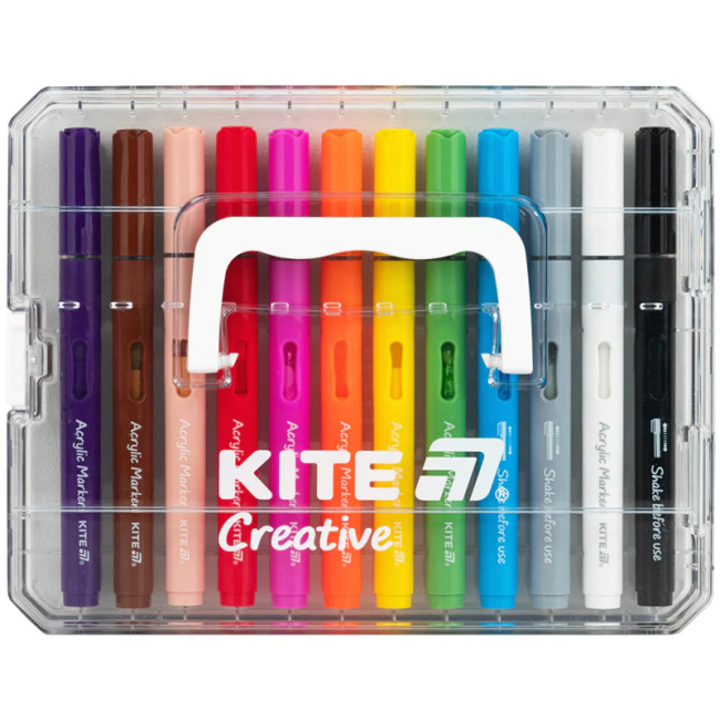 Канцтовары - Набор акриловых маркеров с жидкими чернилами Kite Creative 12 цветов (K-1161)#4