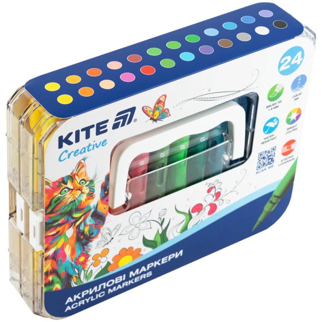 Канцтовари - Набір маркерів акрилових з рідкими чорнилами Kite Creative 24 кольори (K-1162)#2