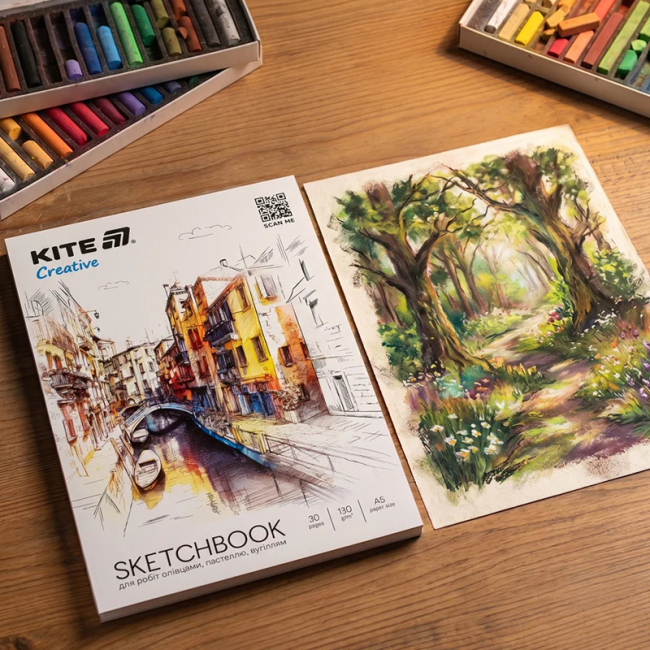Товары для рисования - Скетчбук для работ карандашами Kite Creative A5 (K-1277)#5