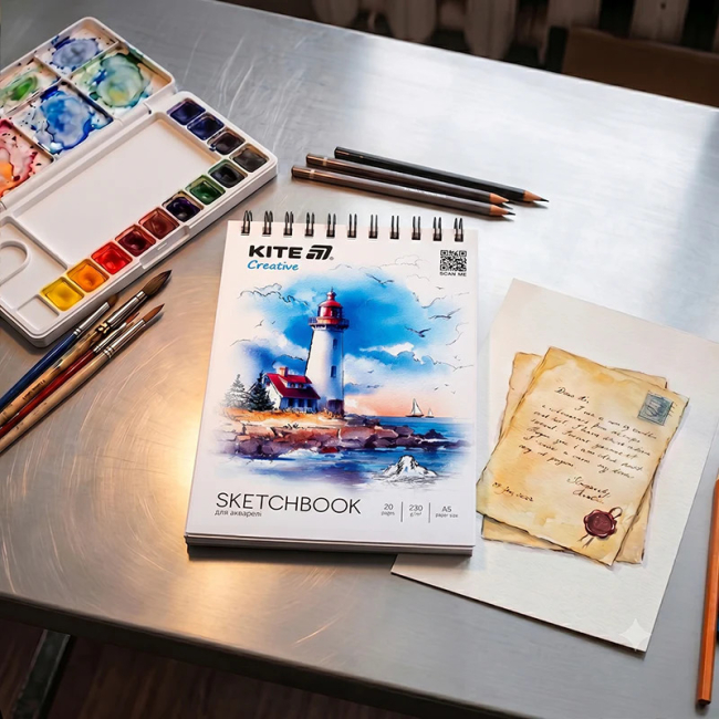 Товары для рисования - Скетчбук для акварели Kite Creative A5 (K-1283)#5