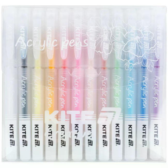 Канцелярские товары - Набор акриловых ручек Kite Creative 12 шт (K-1295)#2