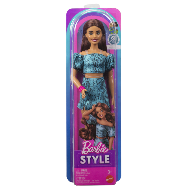 Куклы - Кукла Barbie Fashionistas Модница в бирюзовом наряде с анималистическим принтом (JJN63)#7