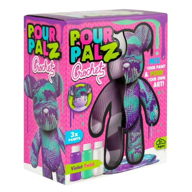 Набори для творчості - Набір для творчості ToyMonster Pour Palz Флюїд Арт Ведмедик Фіолетовий вайб S4 В'язані дива (FC-G0004C)#3