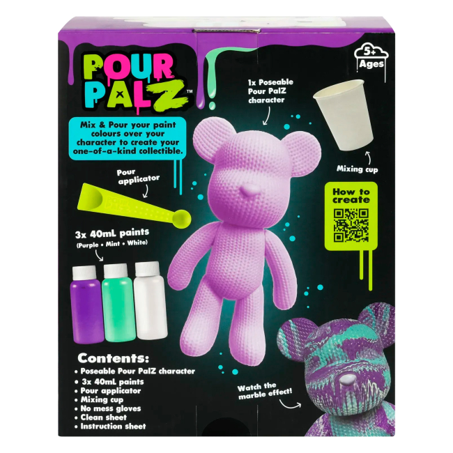 Набори для творчості - Набір для творчості ToyMonster Pour Palz Флюїд Арт Ведмедик Фіолетовий вайб S4 В'язані дива (FC-G0004C)#4