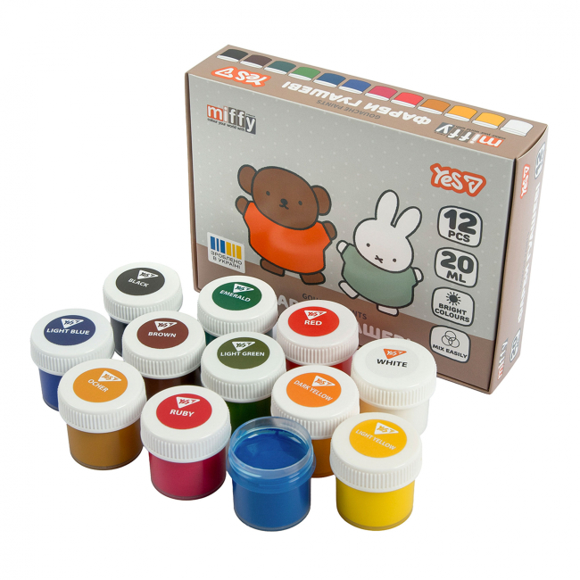 Канцелярські товари - Фарби гуаш Yes Miffy 12 кольорів (230446)#5