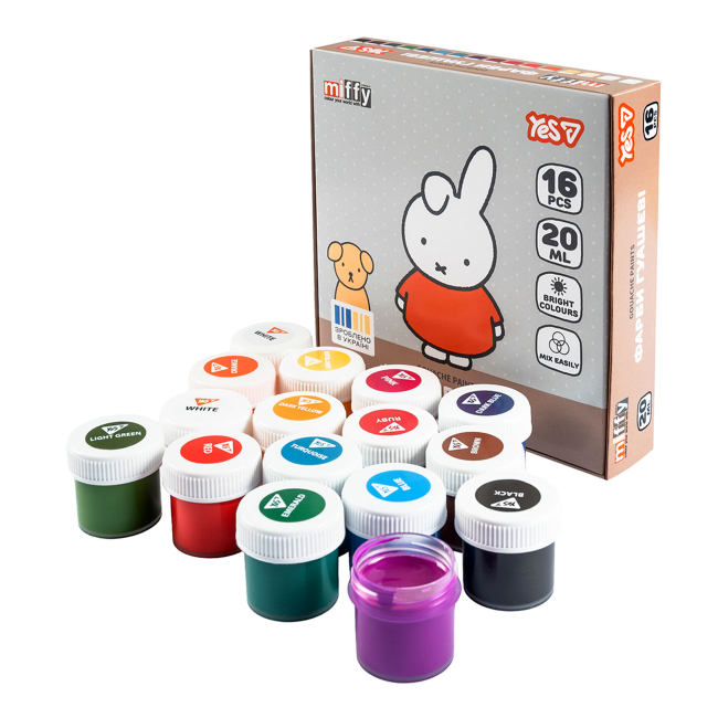 Канцелярские товары - Краски гуашь Yes Miffy 16 цветов (230447)#4