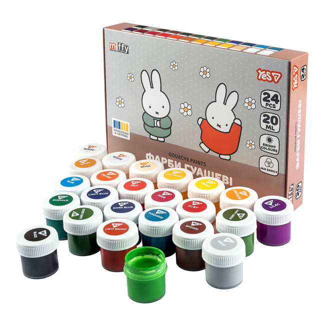 Канцелярские товары - Краски гуашь Yes Miffy 24 цвета (230448)#5