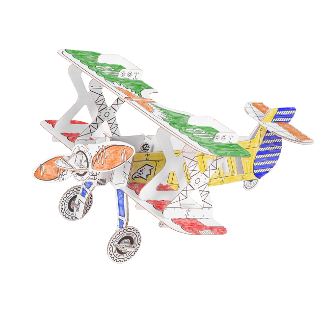 3D-пазли - Конструктор-розмальовка kARTon Біплан (01.002)#2
