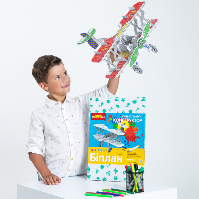 3D-пазли - Конструктор-розмальовка kARTon Біплан (01.002)#3